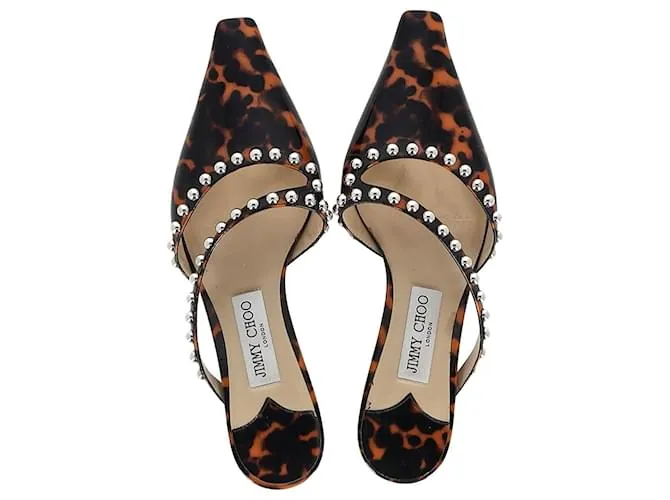 Jimmy Choo Ros 35Mules mm en charol con estampado animal Impresión de pitón 