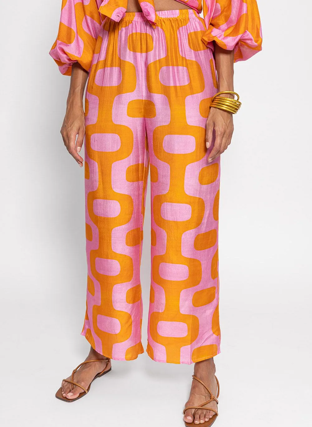 JOE  PANTALóN RECTO FLUIDO ESTAMPADO EN MULTICOLOR