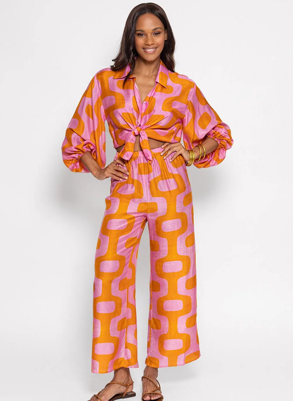 JOE  PANTALóN RECTO FLUIDO ESTAMPADO EN MULTICOLOR