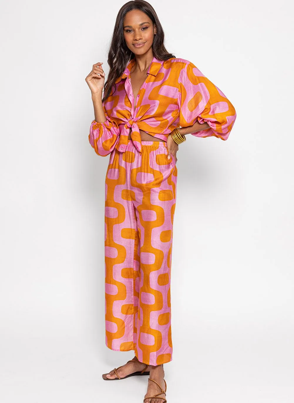 JOE  PANTALóN RECTO FLUIDO ESTAMPADO EN MULTICOLOR