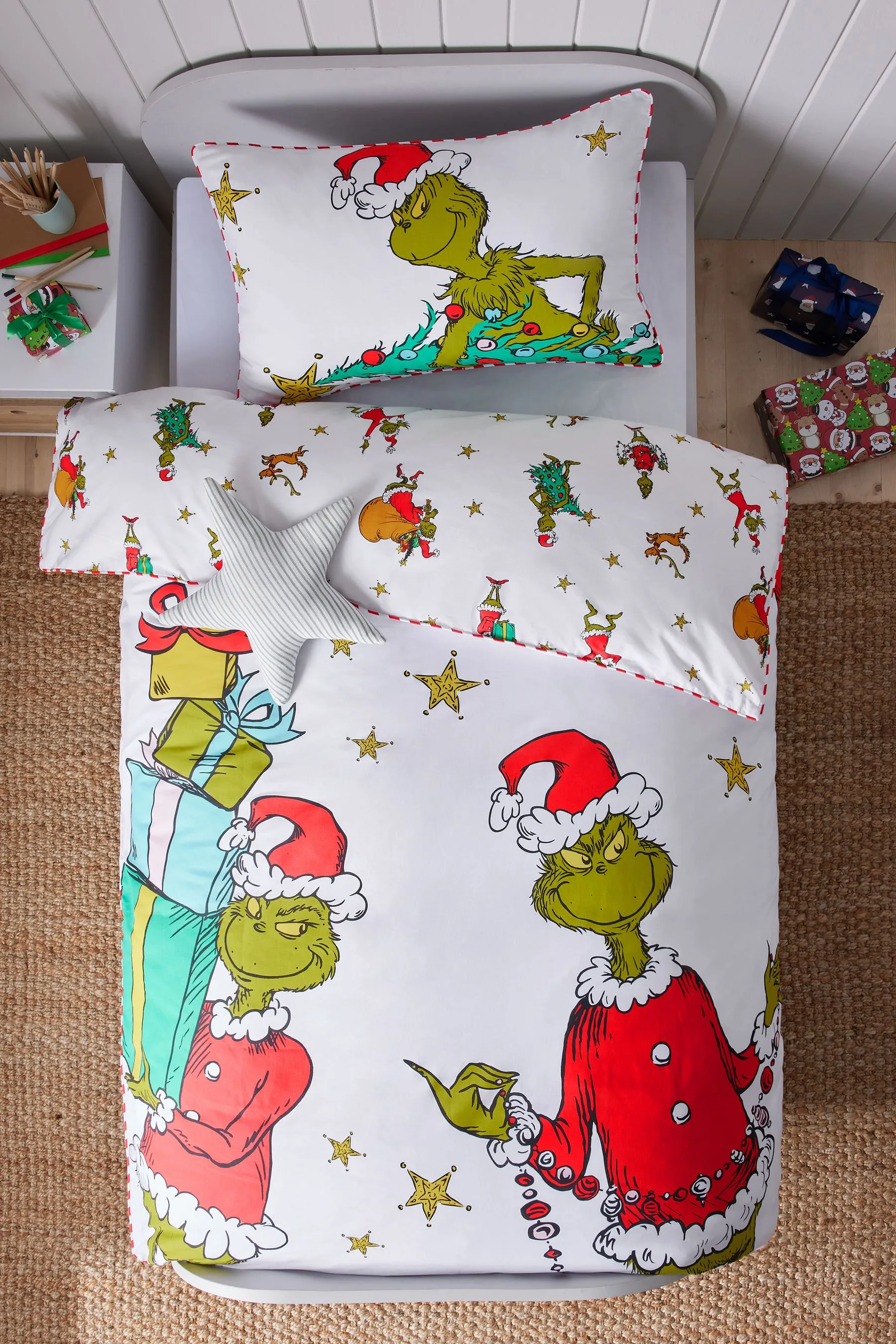 Juego de funda de edredón y funda de almohada con estampado navideño