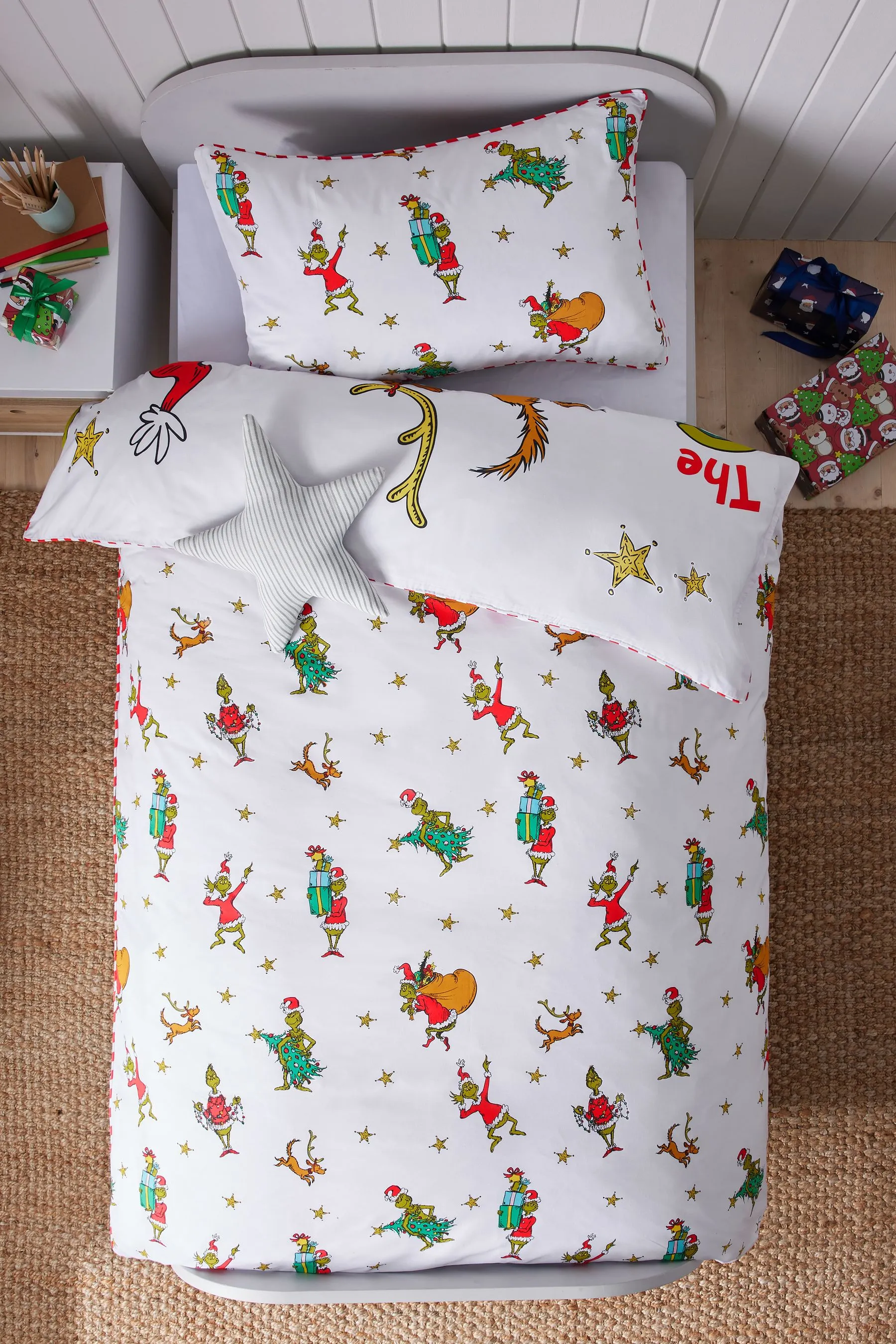 Juego de funda de edredón y funda de almohada con estampado navideño