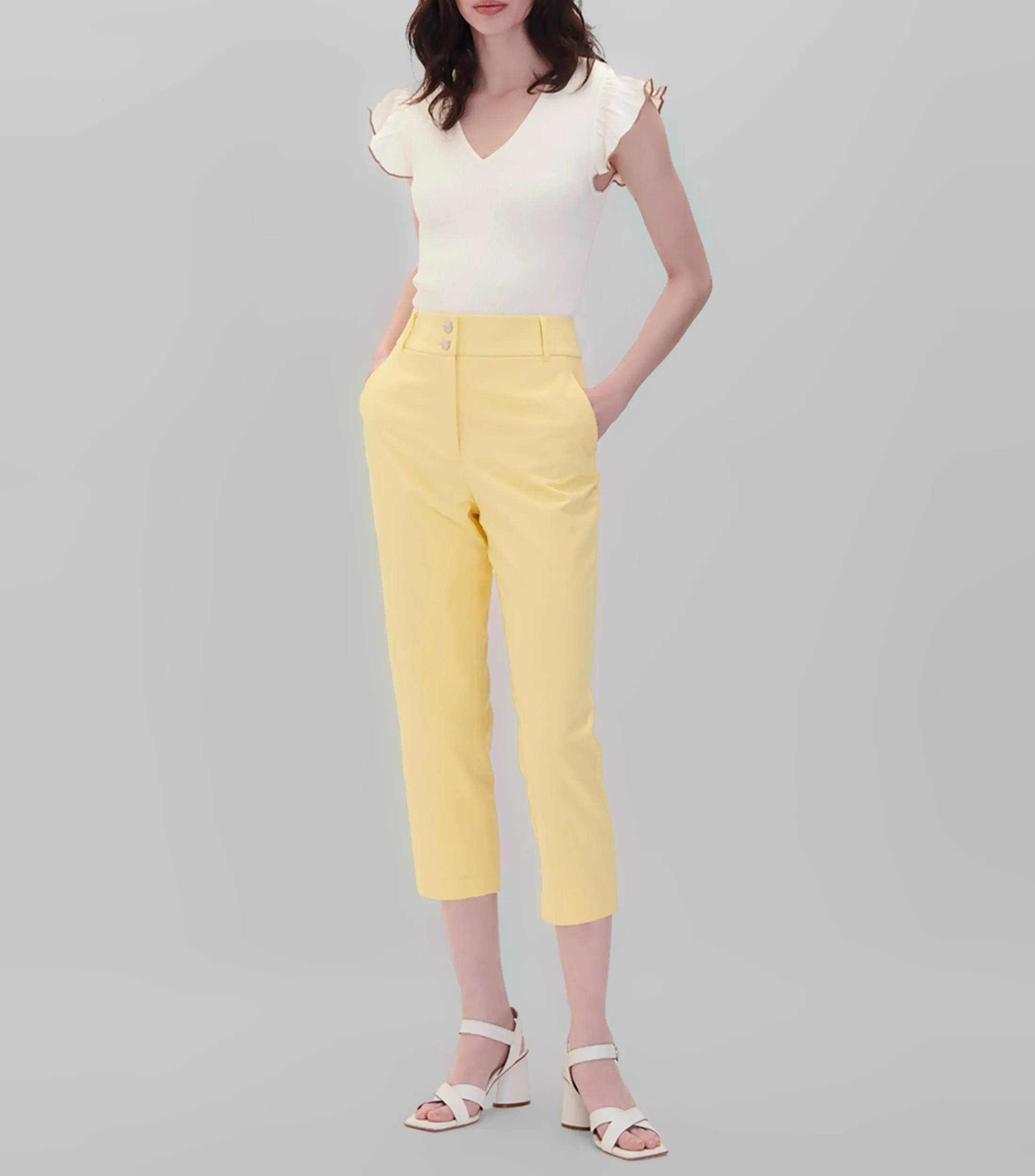 Julio Pantalón Recto Tiro Alto Jacquard Mujer