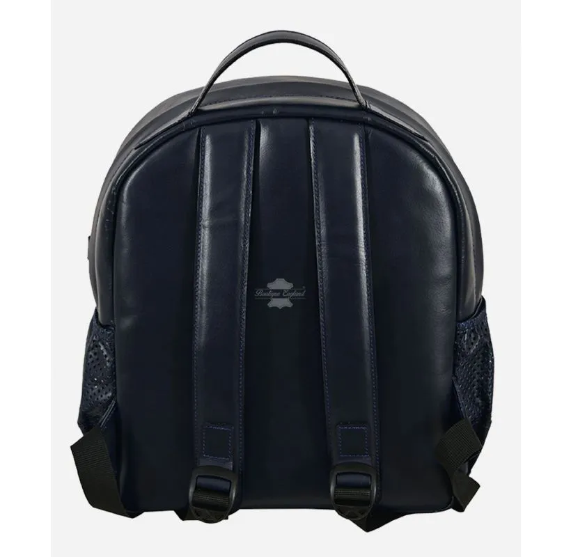 Kids Union Jack Leather Backpack School Bag Navy Blue