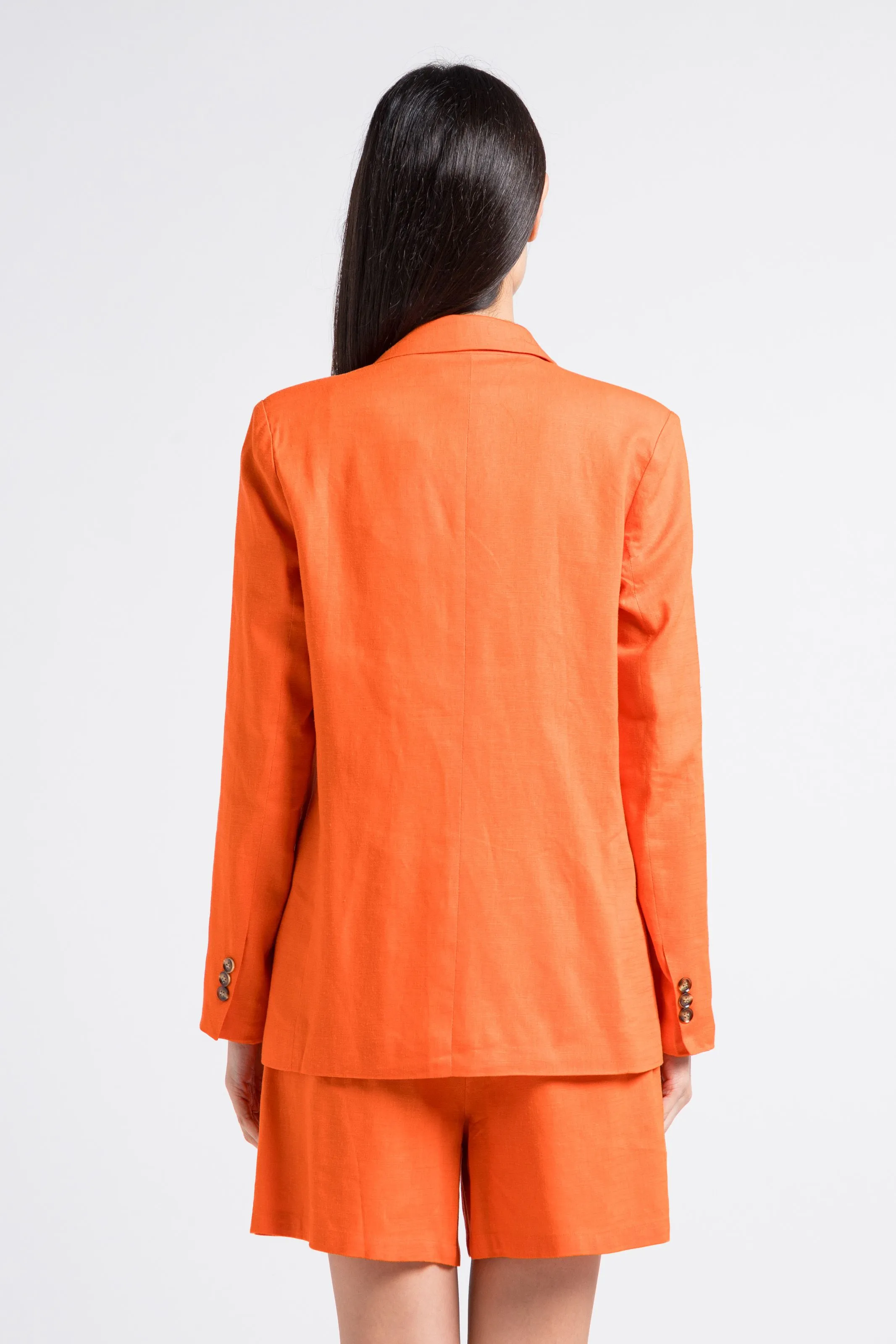 LA PETITE ETOILE VIVANO  CHAQUETA SASTRE DE MEZCLA DE LINO EN NARANJA