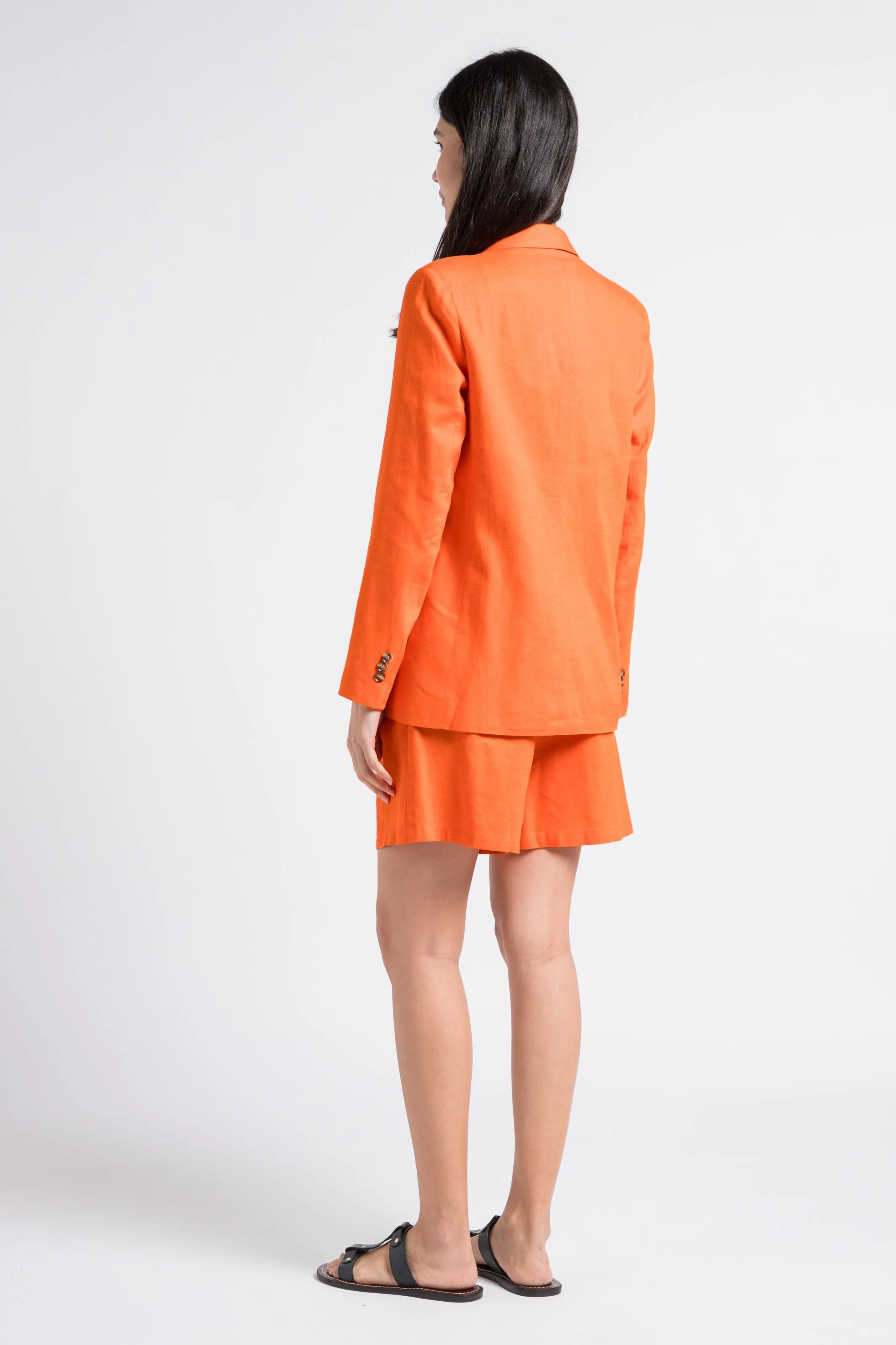 LA PETITE ETOILE VIVANO  CHAQUETA SASTRE DE MEZCLA DE LINO EN NARANJA