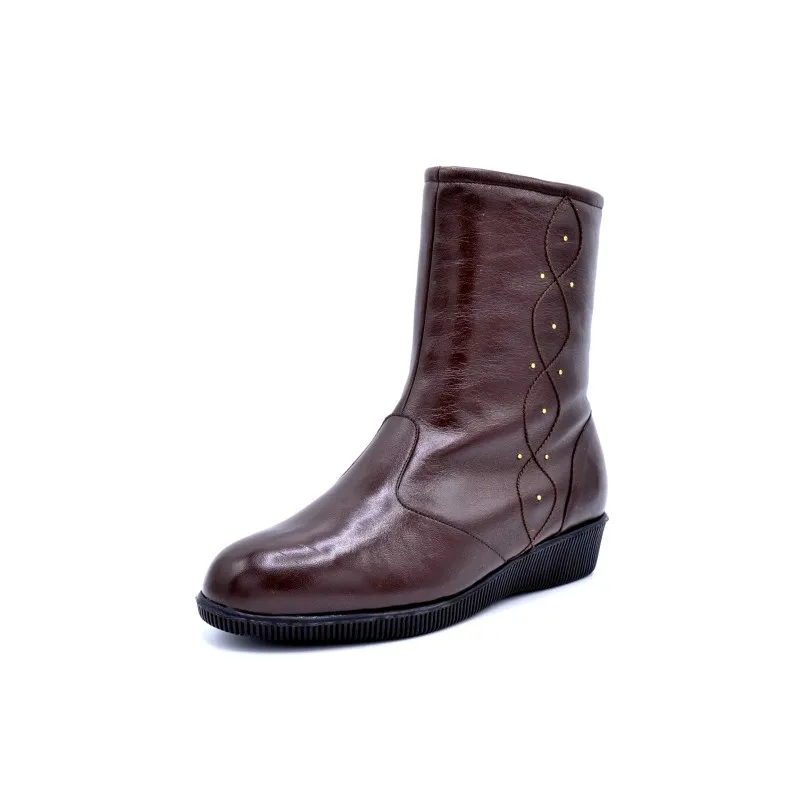 La Vaska 2522 marrón | Bota de piel con abrigo | Hecha en España