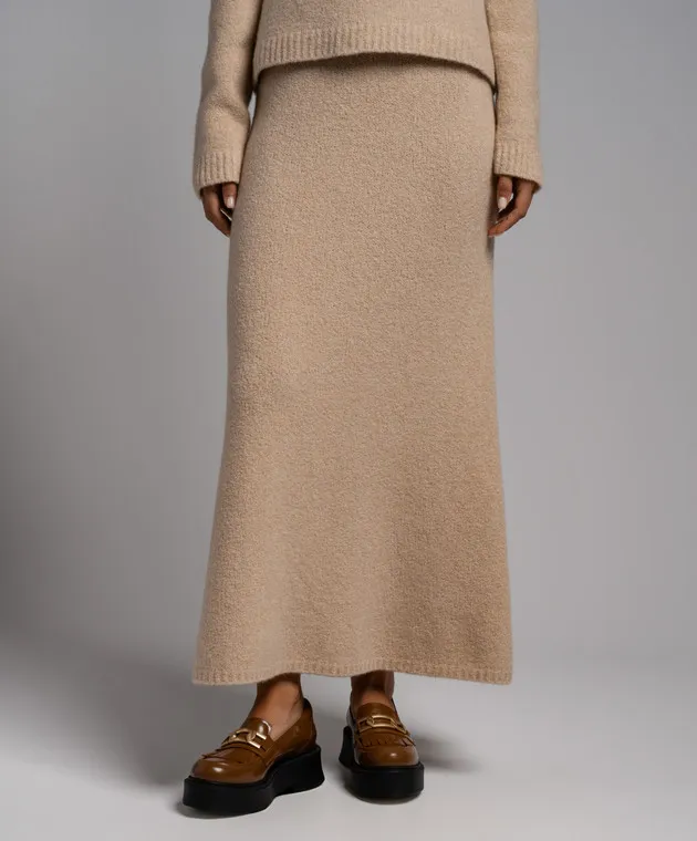LISA YANG Kael beige cashmere midi skirt