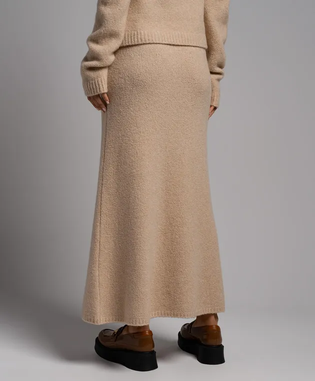 LISA YANG Kael beige cashmere midi skirt