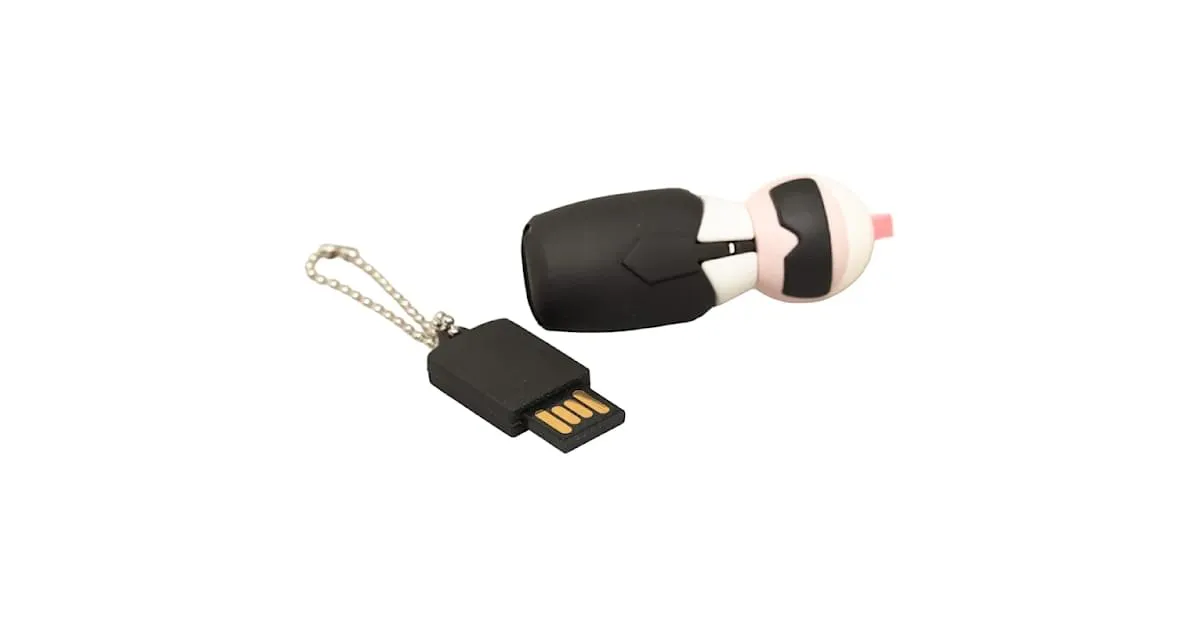 Llavero USB Fendi Karl Lagerfeld en goma negra y blanca en muy buen estado Negro 