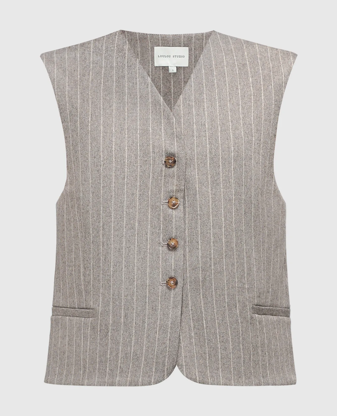 Lou Lou Studio Smith wool and cashmere striped waistcoat in brown