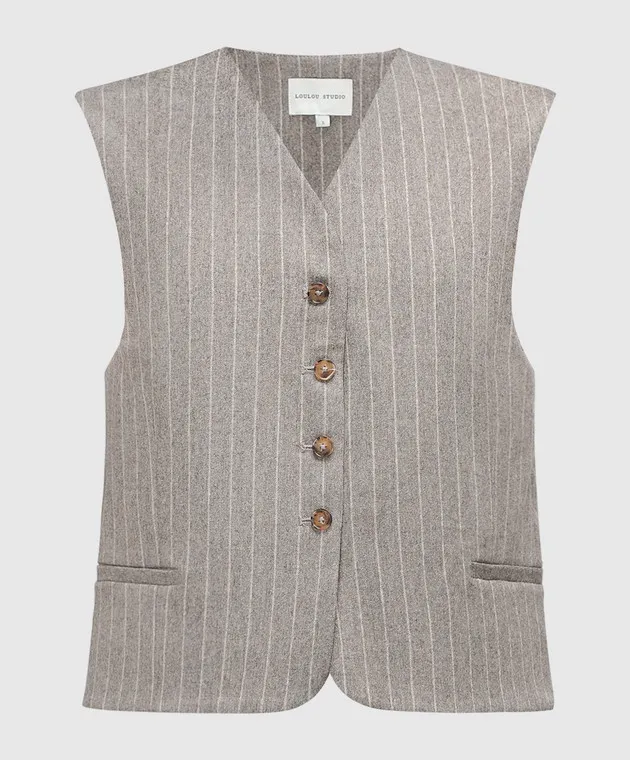 Lou Lou Studio Smith wool and cashmere striped waistcoat in brown