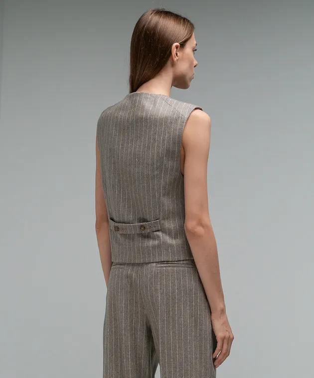 Lou Lou Studio Smith wool and cashmere striped waistcoat in brown