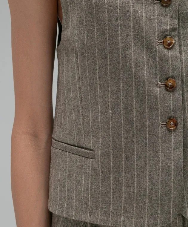 Lou Lou Studio Smith wool and cashmere striped waistcoat in brown