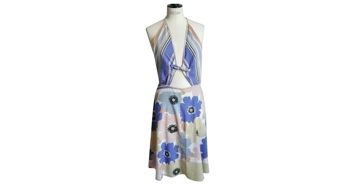 MARNI Vestido ligero de popelín estampado T42 ES EXCELENTE Multicolor 