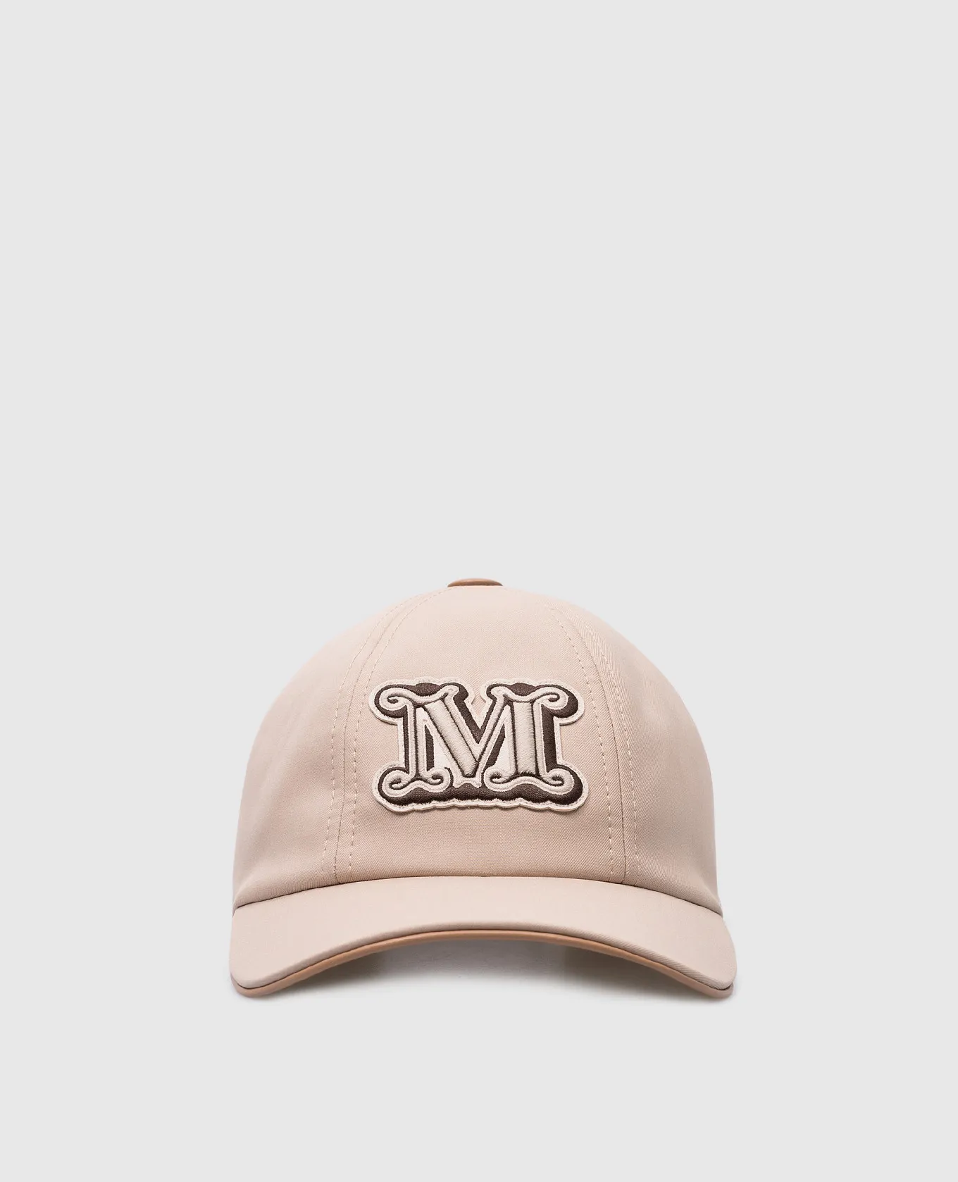 Max Mara Beige Libero cap with logo monogram patch