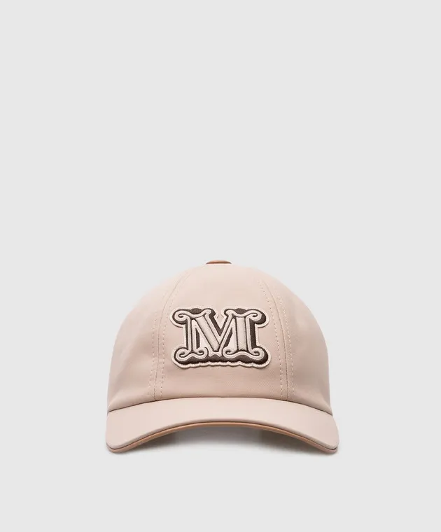 Max Mara Beige Libero cap with logo monogram patch