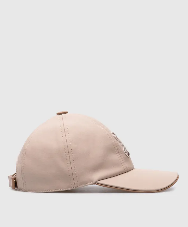 Max Mara Beige Libero cap with logo monogram patch