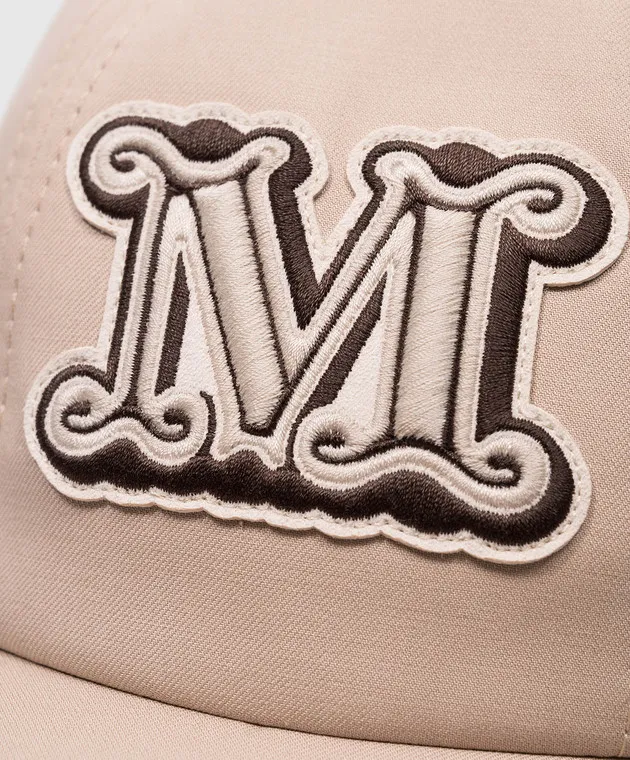 Max Mara Beige Libero cap with logo monogram patch