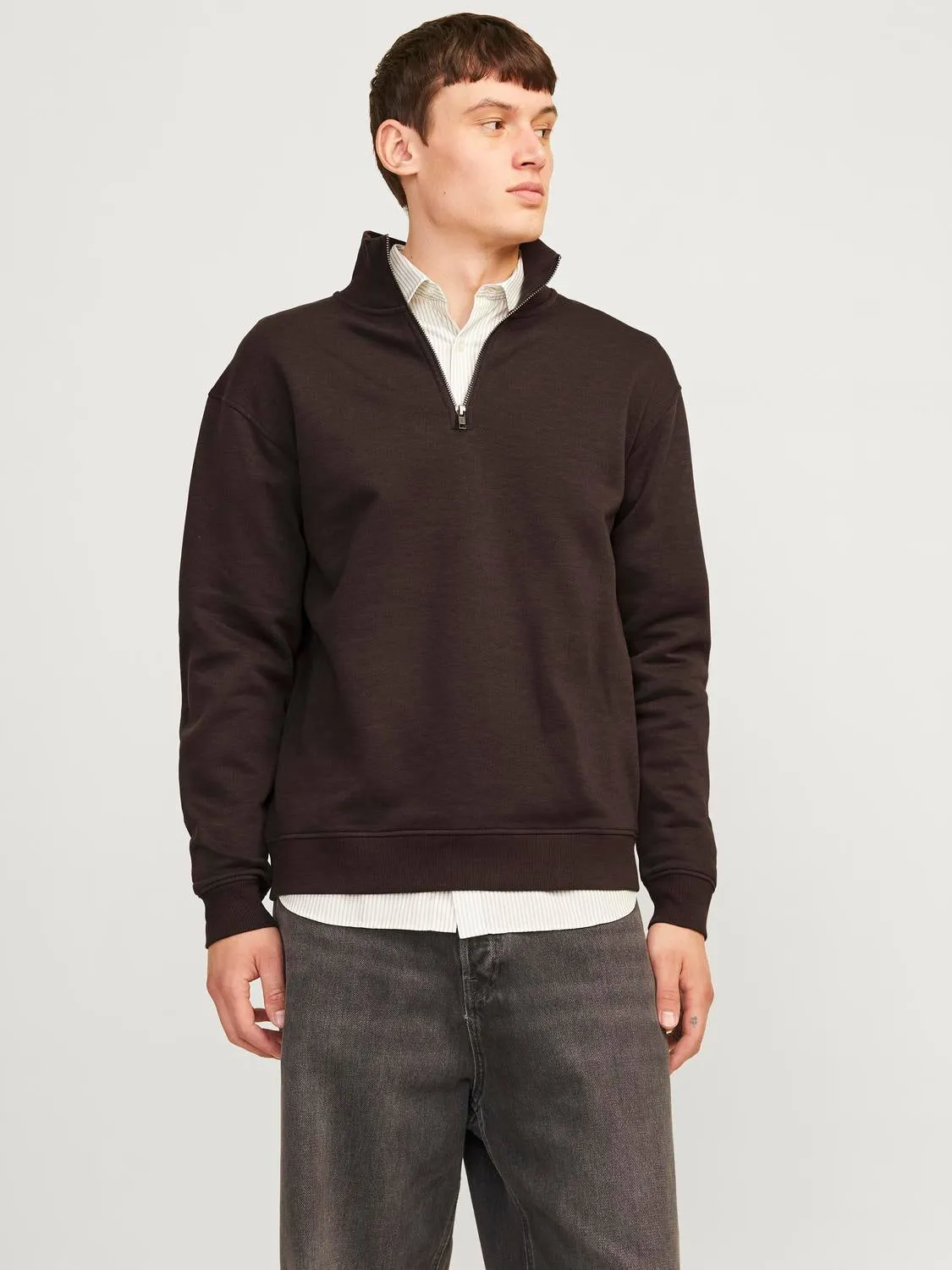 Media cremallera Liso | Marrón claro | Jack & Jones®