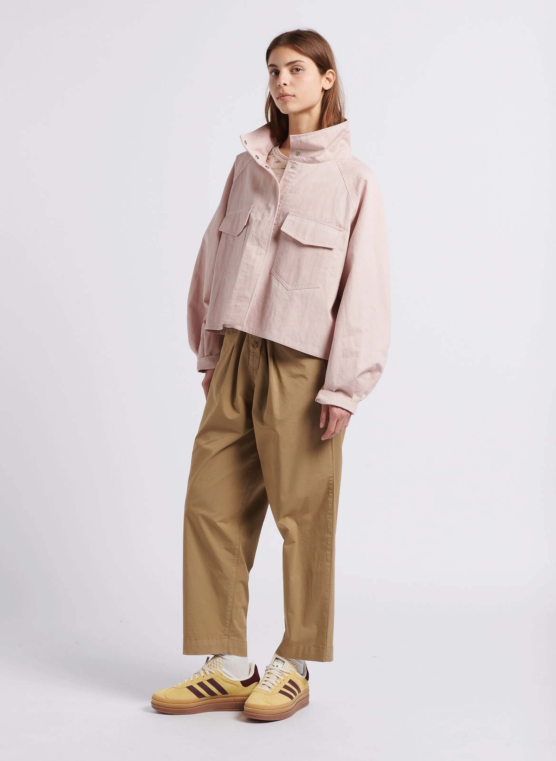 MILKY  CHAQUETA DE MEZCLA DE ALGODóN CON CUELLO ALTO EN ROSA