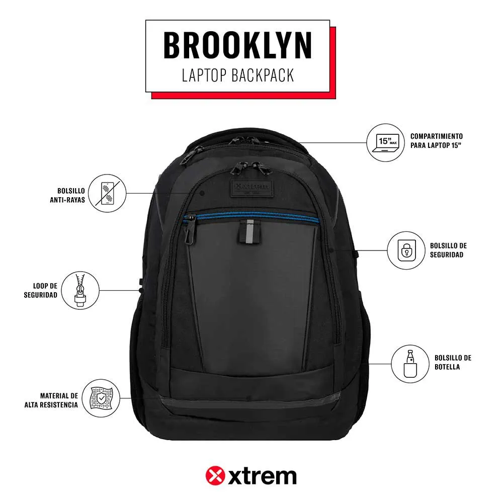 Mochila Notebook Xtrem Brooklyn 5XT Negro/Azul 15"