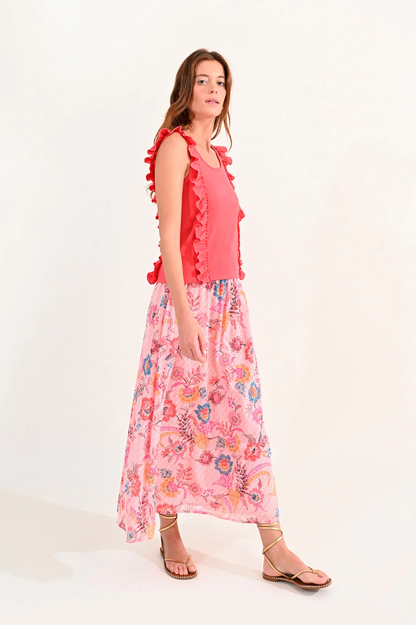 Molly Bracken Top de mujer sin manga con volantes