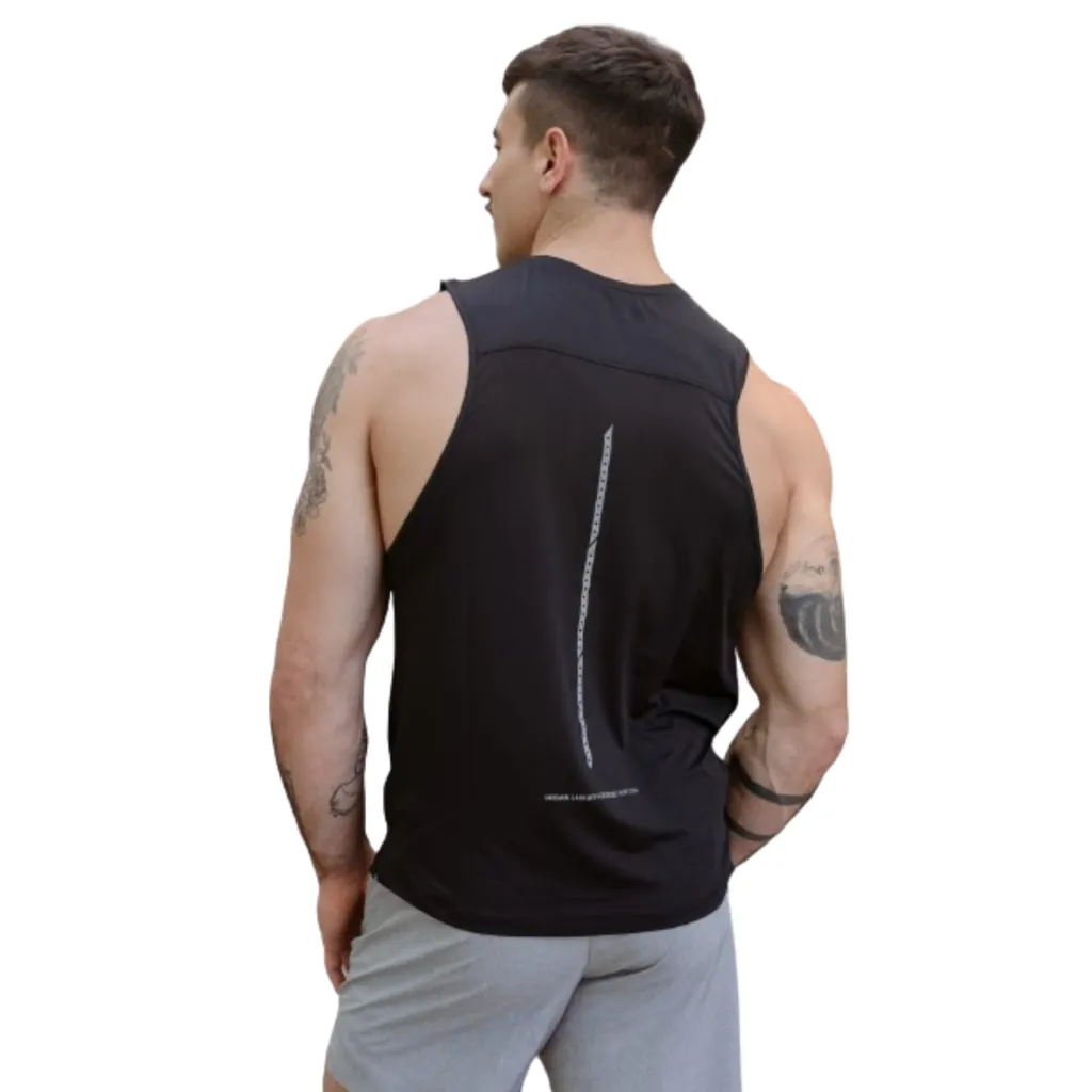 Musculosa Deportiva Negro Muscuproye + Short Microfibra Shmicro Negro