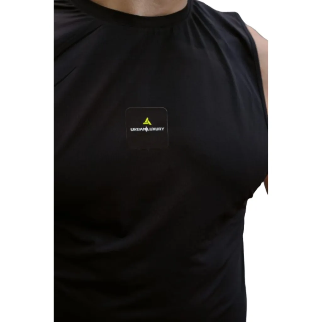 Musculosa Deportiva Negro Muscuproye + Short Microfibra Shmicro Negro