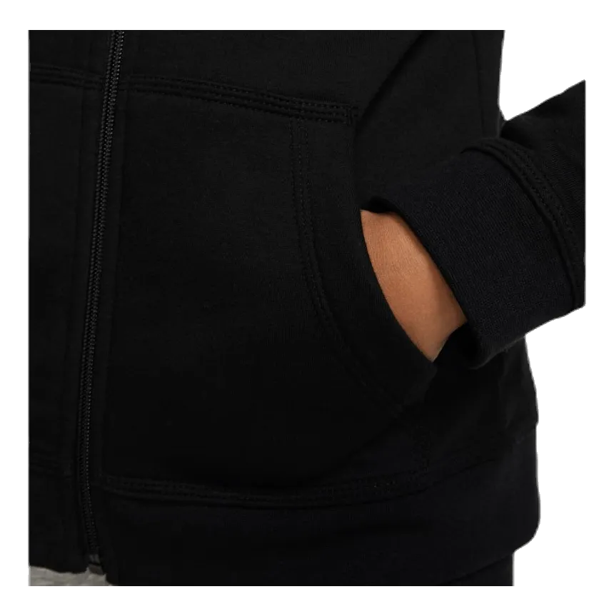 NIKE SPORTSWEAR CLUB BIG KIDS' FULLZIP HOODIE BLACK/BLACK/WHITE
