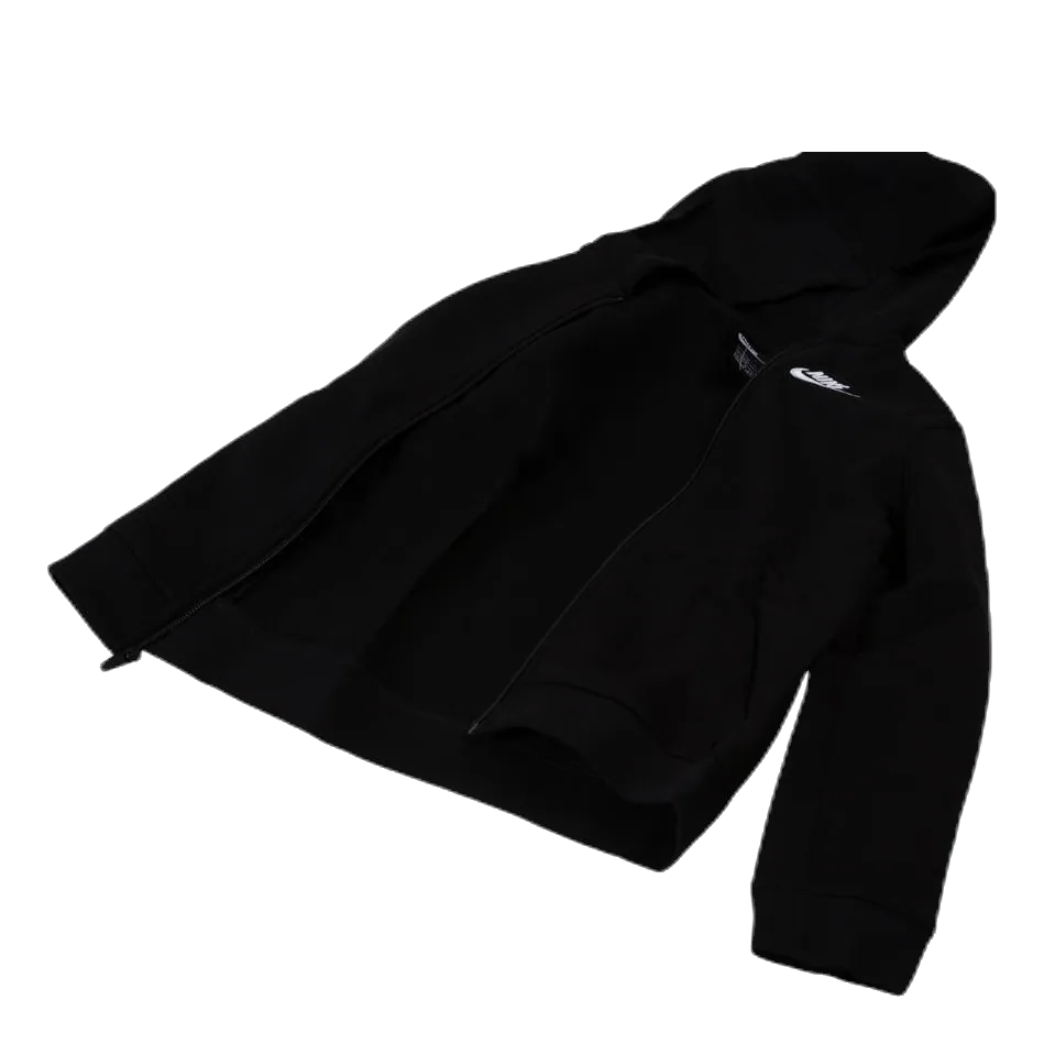 NIKE SPORTSWEAR CLUB BIG KIDS' FULLZIP HOODIE BLACK/BLACK/WHITE