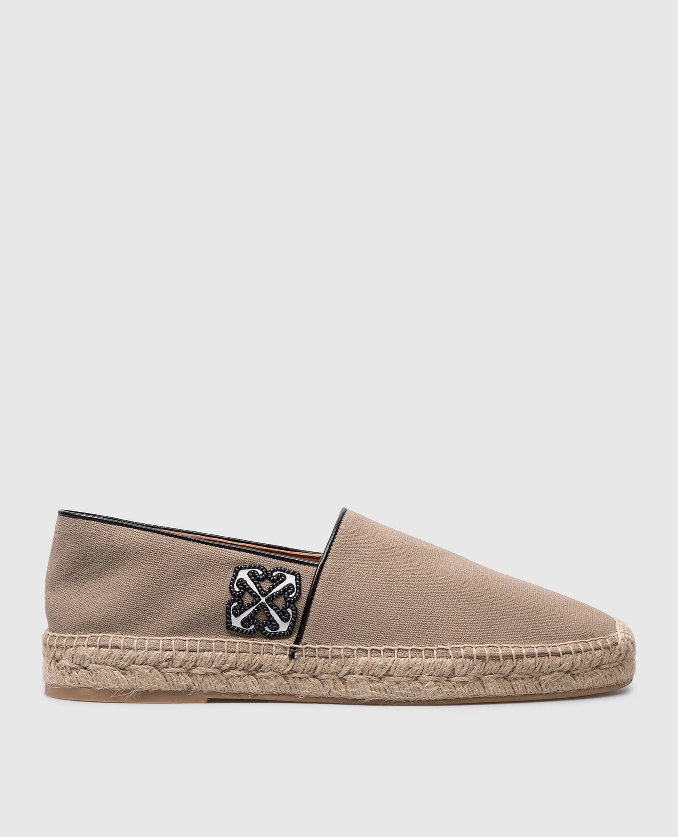 OFFWHITE BROWN ANGLETTE ESPADRILLES WITH ARROW PATCH