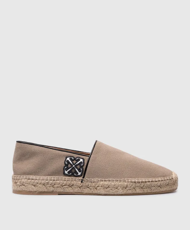 OFFWHITE BROWN ANGLETTE ESPADRILLES WITH ARROW PATCH