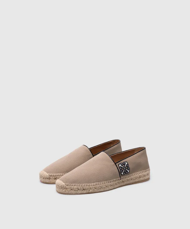 OFFWHITE BROWN ANGLETTE ESPADRILLES WITH ARROW PATCH