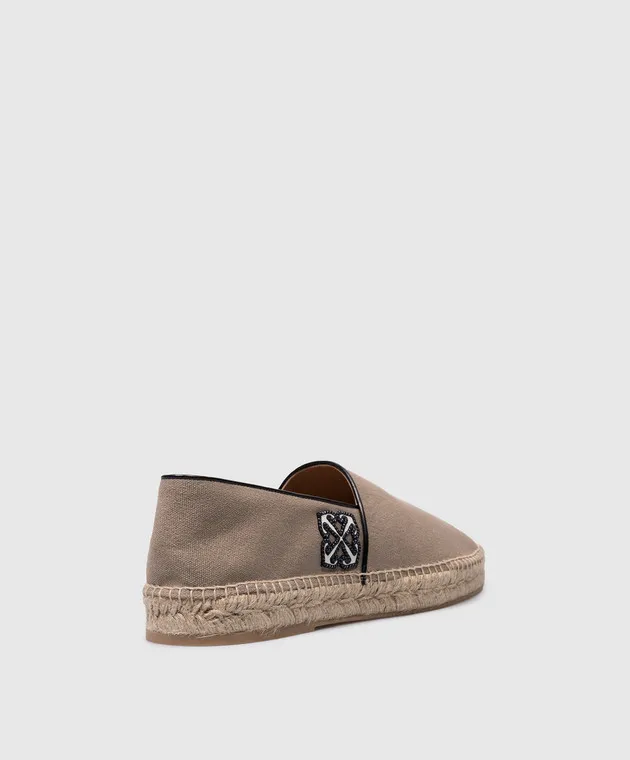 OFFWHITE BROWN ANGLETTE ESPADRILLES WITH ARROW PATCH