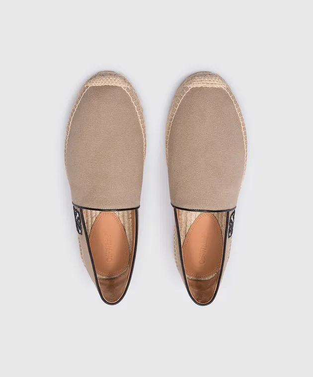 OFFWHITE BROWN ANGLETTE ESPADRILLES WITH ARROW PATCH