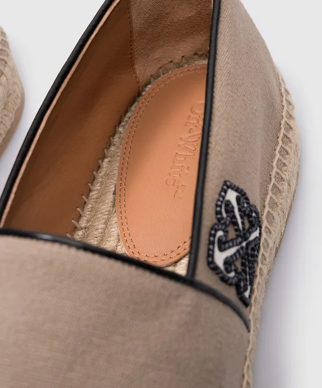 OFFWHITE BROWN ANGLETTE ESPADRILLES WITH ARROW PATCH