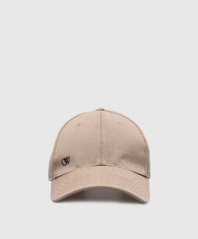 OFFWHITE BROWN WOOL CAP WITH EMBROIDERED OW LOGO