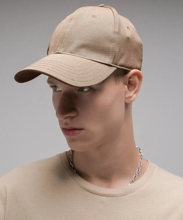 OFFWHITE BROWN WOOL CAP WITH EMBROIDERED OW LOGO