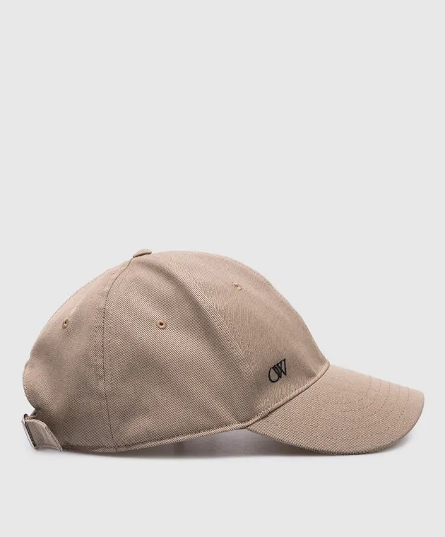OFFWHITE BROWN WOOL CAP WITH EMBROIDERED OW LOGO