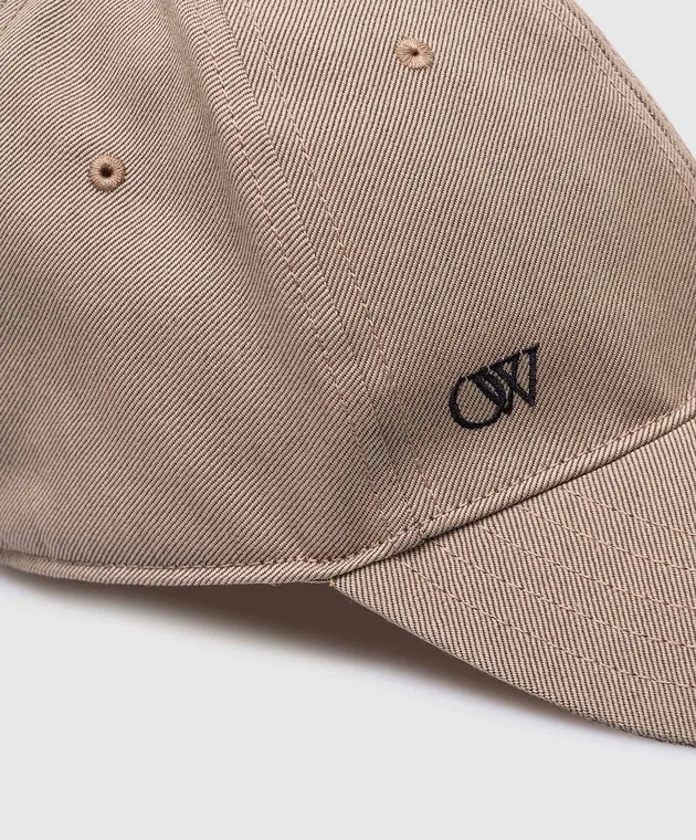 OFFWHITE BROWN WOOL CAP WITH EMBROIDERED OW LOGO