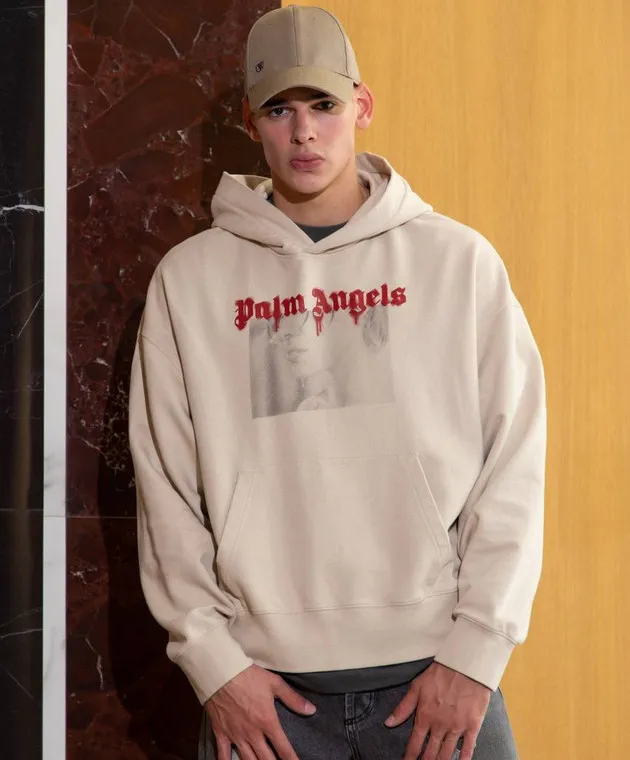 OFFWHITE BROWN WOOL CAP WITH EMBROIDERED OW LOGO