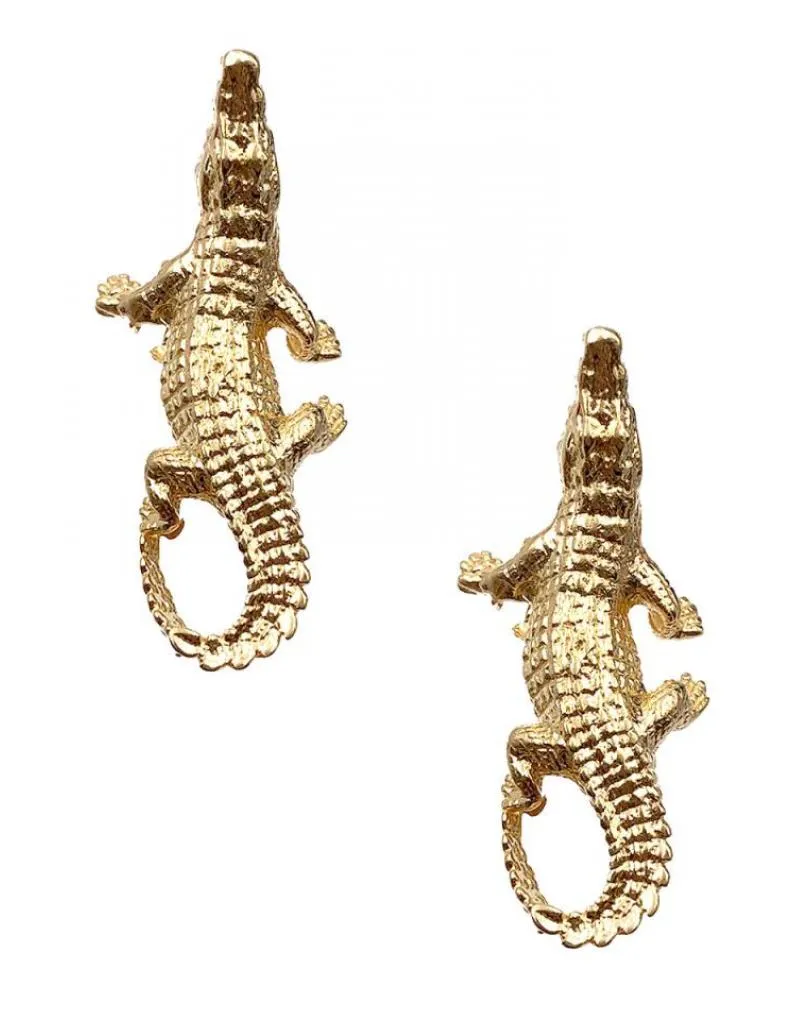 ORIGINALES PENDIENTES DORADOS DE COCODRILOS