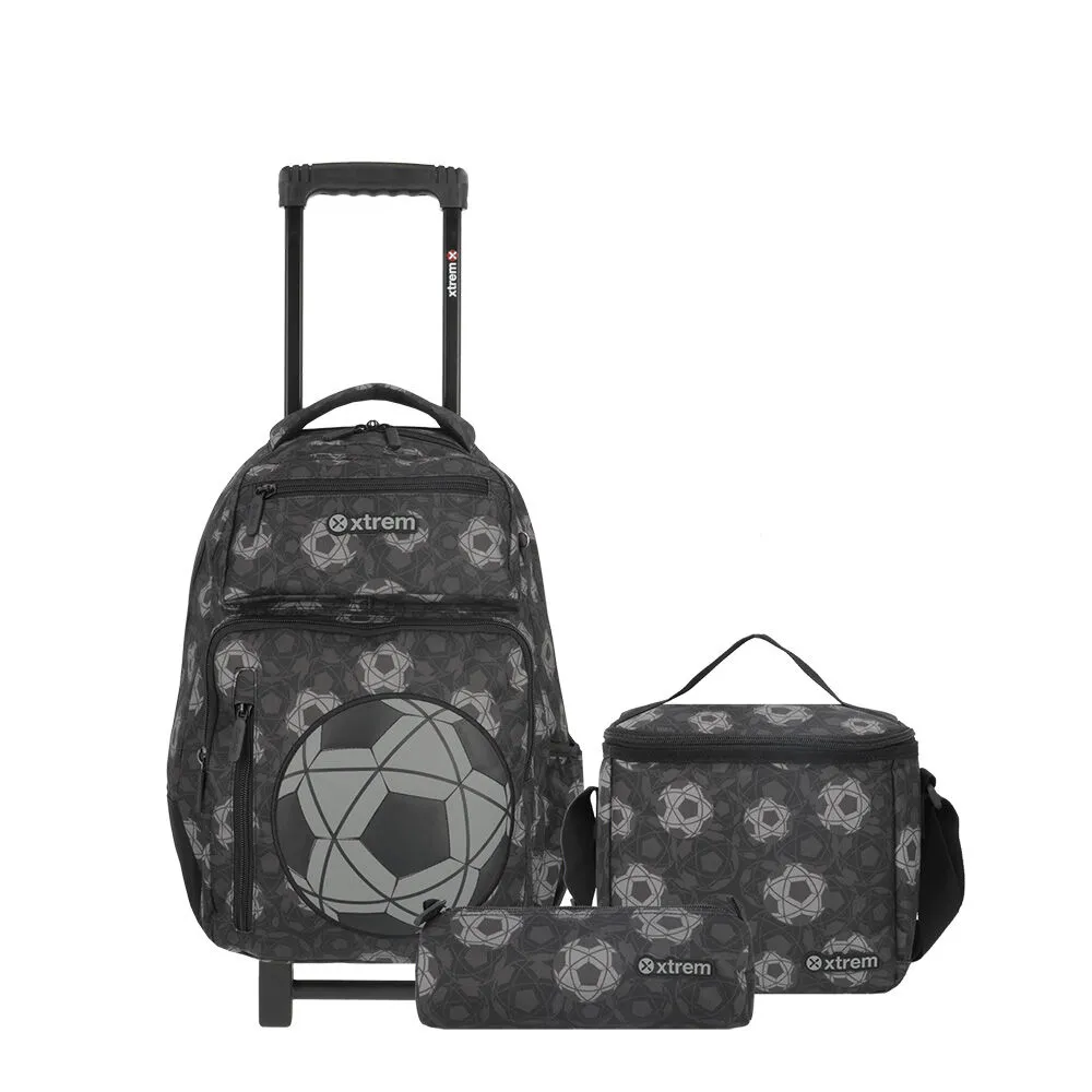 Pack Mochila con ruedas Xtrem Run 5XT Fútbol Negro