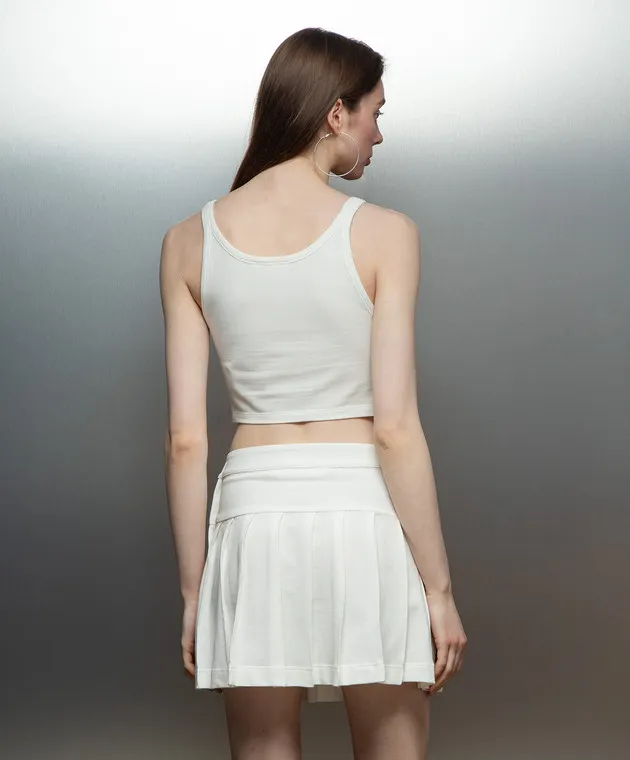 Palm Angels White top with contrasting logo embroidery