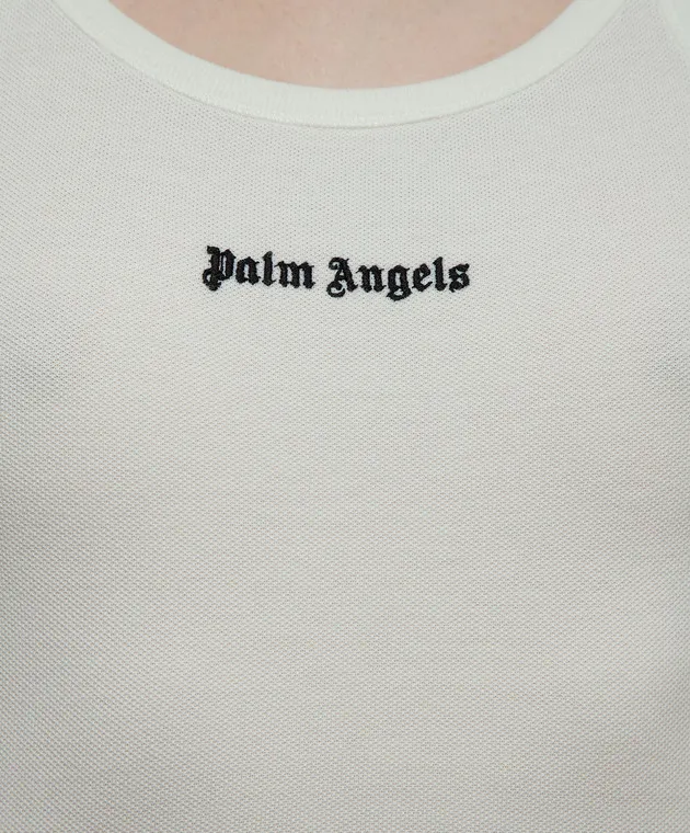 Palm Angels White top with contrasting logo embroidery