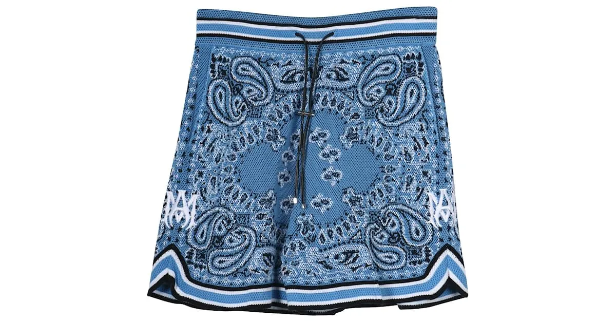 Pantalón corto de hombre Amiri en algodón con estampado azul claro 