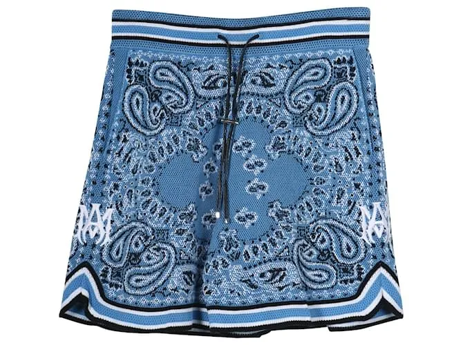 Pantalón corto de hombre Amiri en algodón con estampado azul claro 