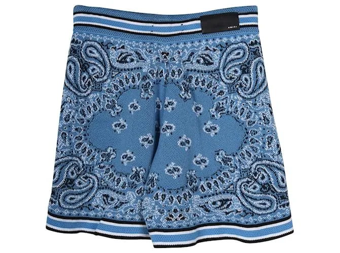 Pantalón corto de hombre Amiri en algodón con estampado azul claro 