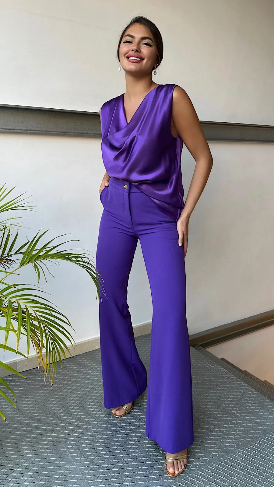 Pantalón Purple Tachuela (Se Vende En Conjunto)